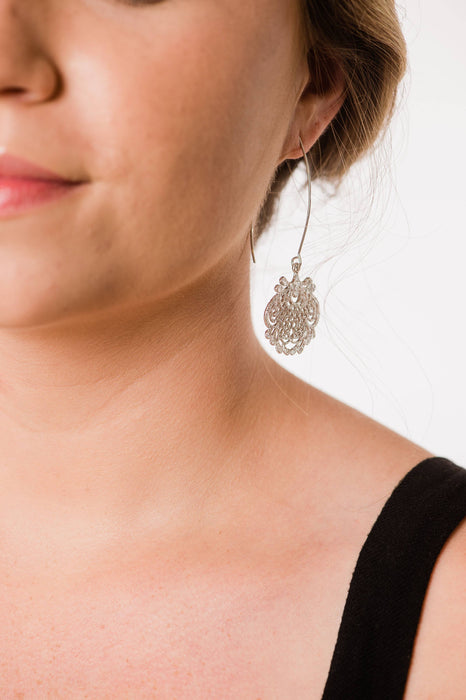 A Pocket of Posies - Hammered Filigree Earrings - Long and Short Styles: Gold / Short Style