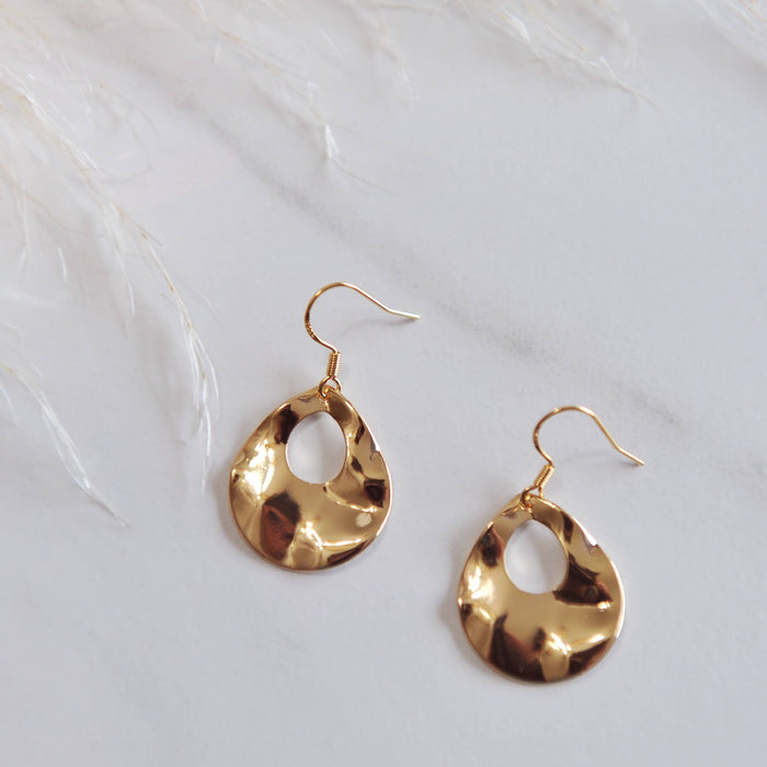 Oh So Lovely - ALEXA / Gold Brass Textured Dangle Earrings