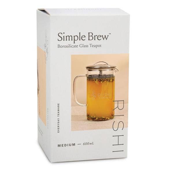 Rishi Tea & Botanicals - Simple Brew Borosilicate Glass Teapot for Loose Tea (600mL)