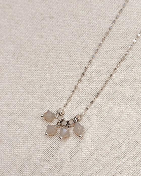 Gracie Rose Designs - Opal Grey Swarovski Crystal Cluster Silver Necklace