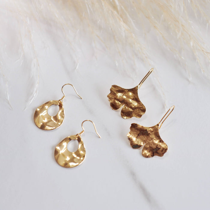 Oh So Lovely - ALEXA / Gold Brass Textured Dangle Earrings