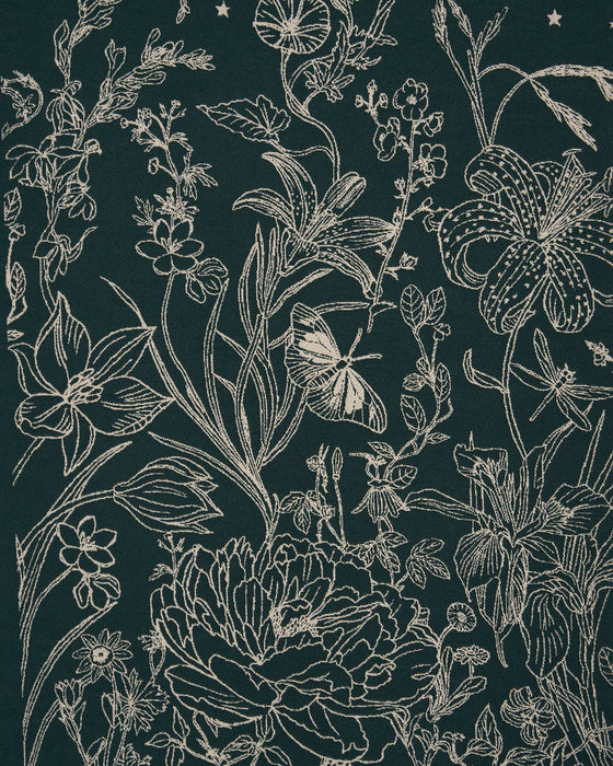 Fable England Midnight Garden Reversible Forest Green Scarf | Butterfly Jacquard