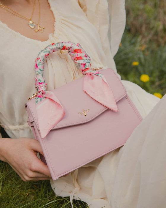 Fable England Pink Mini Structured Tote Bag – Chic Faux Leather Top Handle Purse with Shoulder Strap, Compact Everyday Handbag