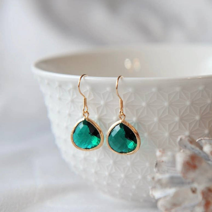 Oh So Lovely - Emerald Glass Earrings