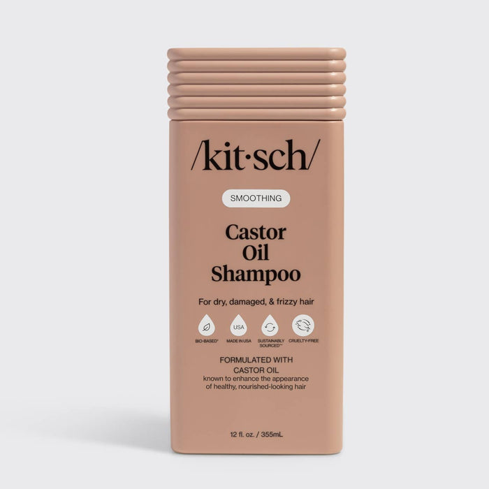 Kitsch Castor Oil Smoothing Shampoo – Hydrating Shampoo for Dry, Damaged & Frizzy Hair | Sulfate-Free, Cruelty-Free, Bio-Based, Shine & Frizz Control