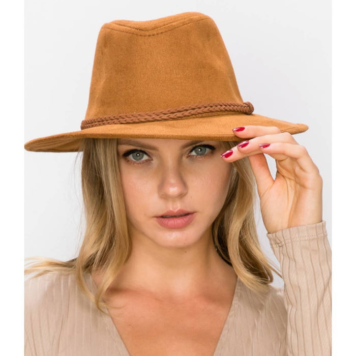 Queens INC - FEDORA HAT  SUEDE BRAID: SAND / ONE SIZE