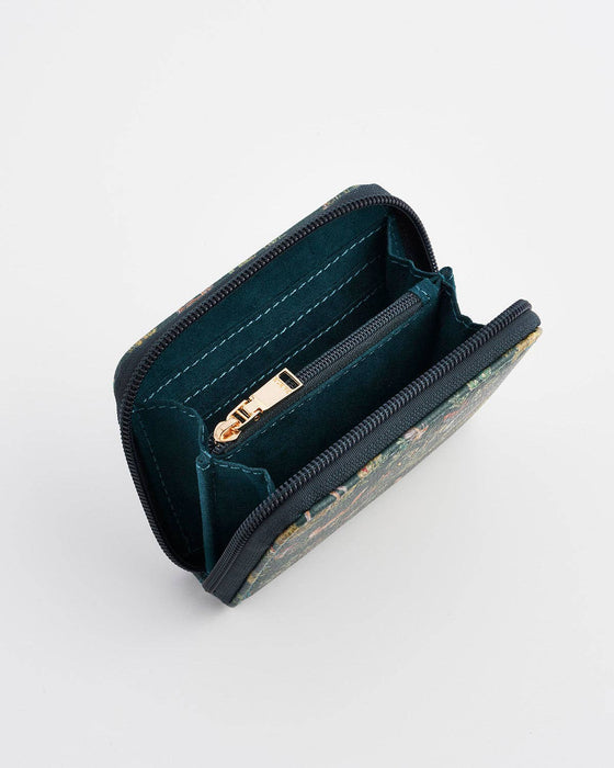 Green Woodland Small Purse – Compact Card Holder Wallet with Zip Pocket | Forest Print Mini Wallet for Women