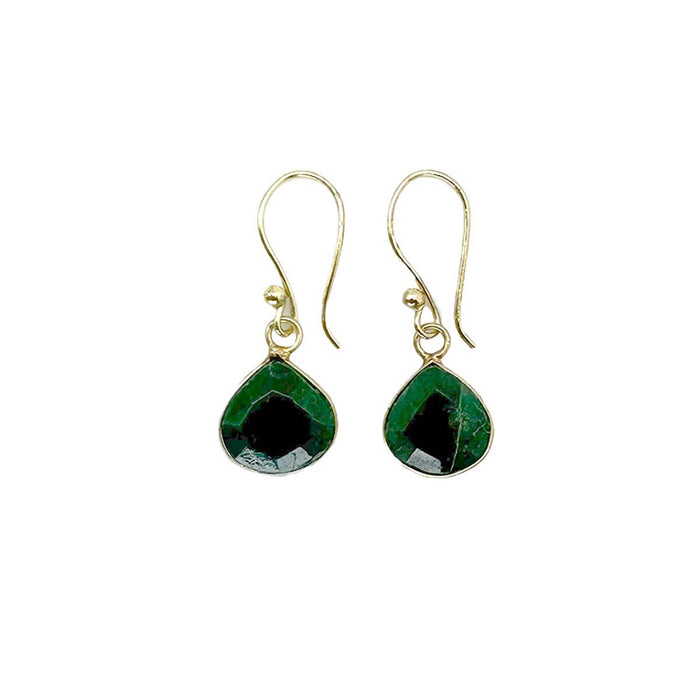 Anju Jewelry -   Gold Plated Earrings with Semi-Precious Stone - Mica Green