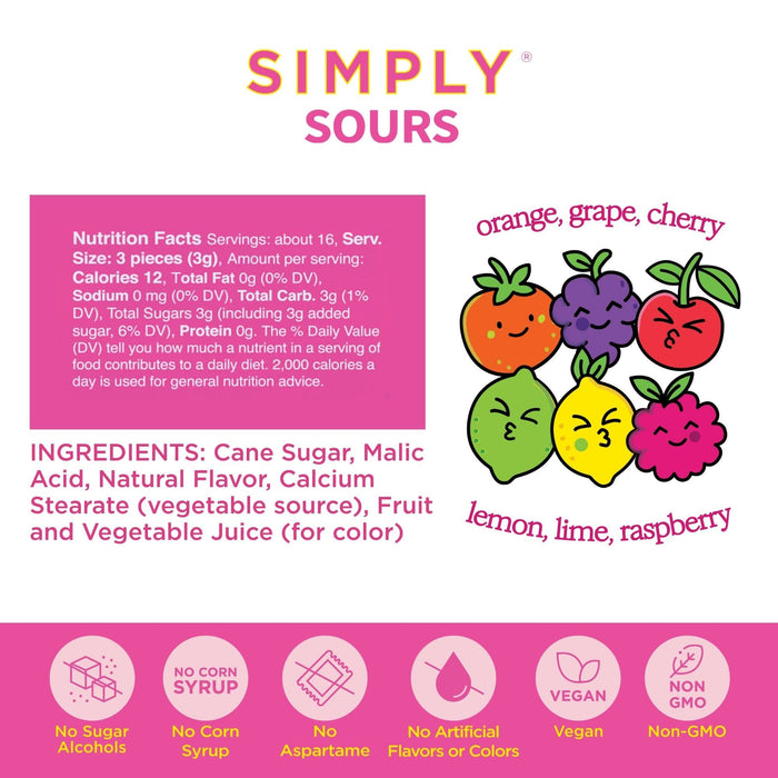 Fruit Punch Simply Sours – Naturally Flavored Sour Candy | No Aspartame, Vegan
