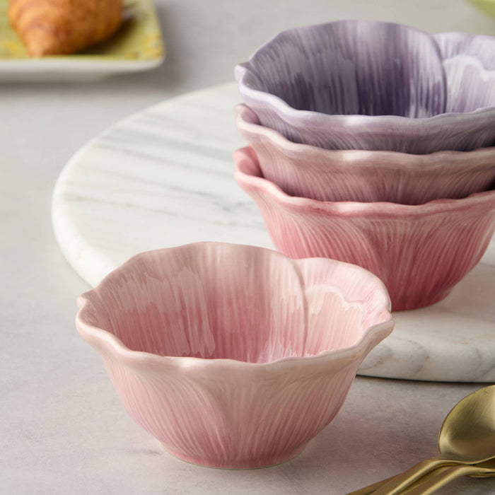Wildflowers 3D Sculpted Ceramic Bowl in Deep Pink | Floral Ice Cream & Snack Bowl | Unique Aesthetic Kitchen Gift
