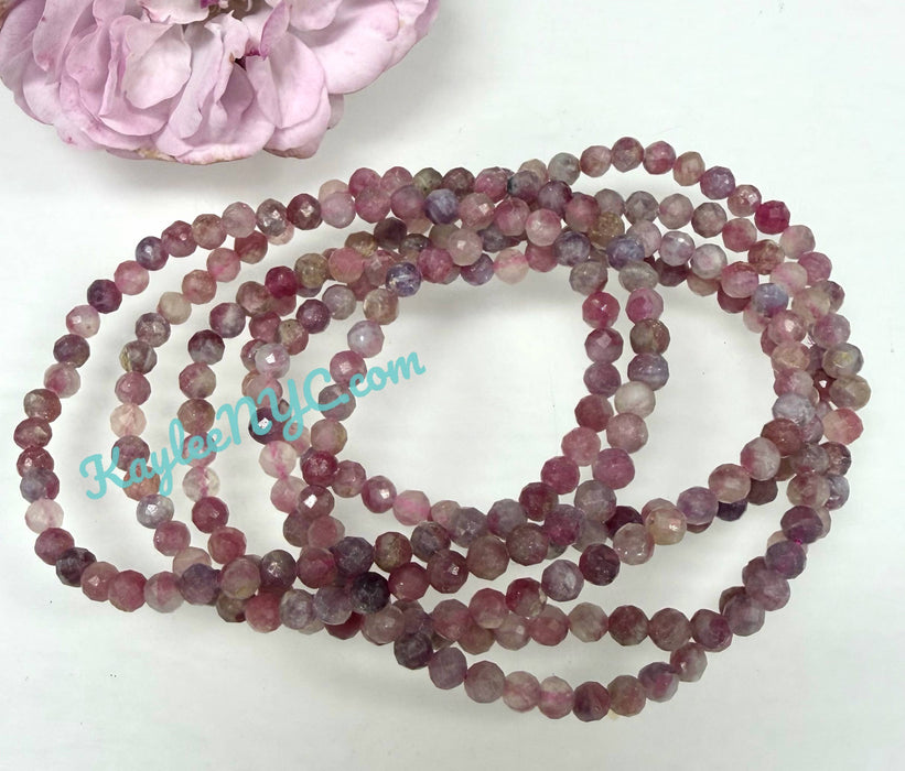 KayleeNYC - 4mm Faceted Natural Unicorn Stone Crystal Stretch Bracelets