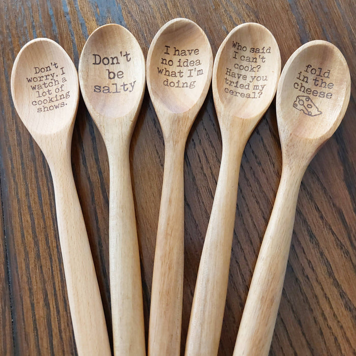 “Get Your Fat Pants Ready” Engraved Beech Wood Spoon | Funny Cooking Gift for Foodies & Home Chefs