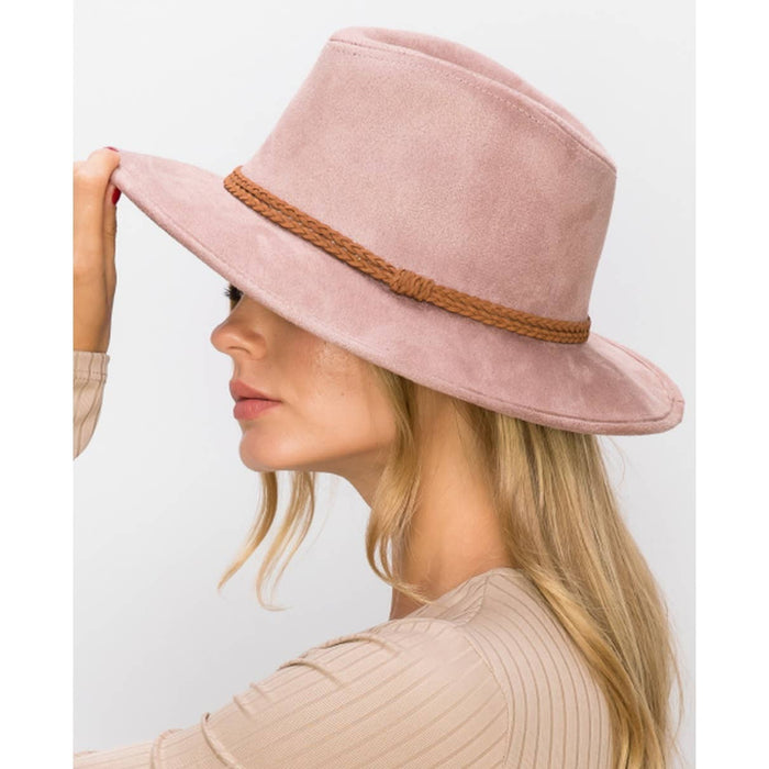 Queens INC - FEDORA HAT  SUEDE BRAID: SAND / ONE SIZE