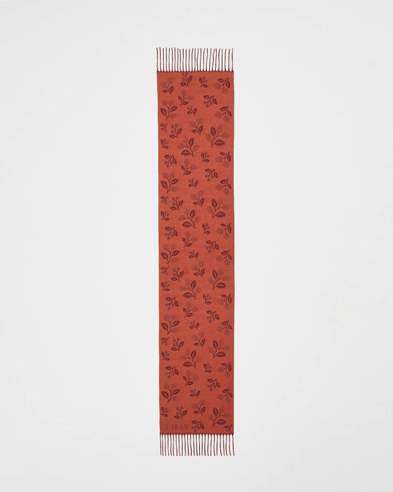 Fable England Blackberry Reversible Burgundy Scarf | Long Jacquard Scarf