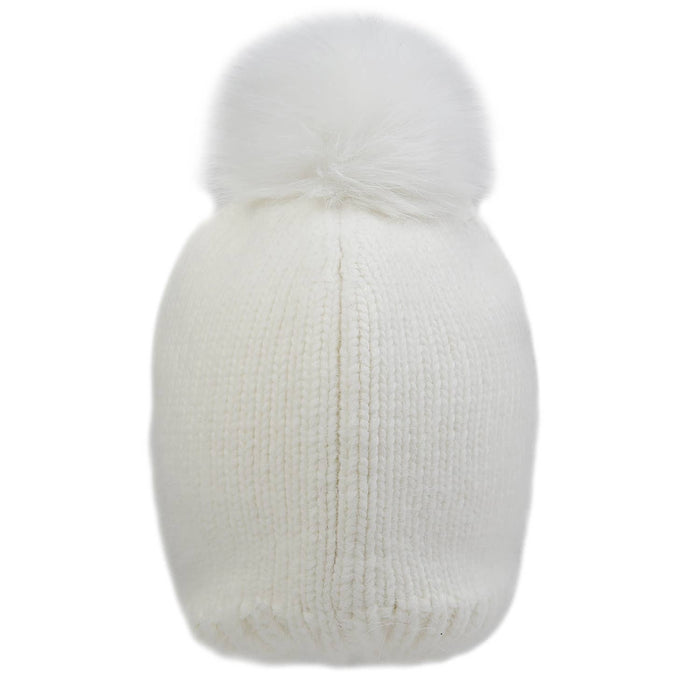 PEACH ACCESSORIES - Crystals Flowers Pompom Hat SD116: Silver