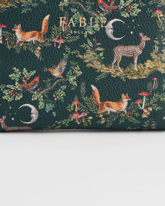 Green Woodland Small Purse – Compact Card Holder Wallet with Zip Pocket | Forest Print Mini Wallet for Women