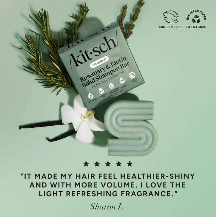 Kitsch Volumizing Rosemary & Biotin Shampoo Bar – Solid Shampoo for Fine, Limp & Delicate Hair | Hair Thickening, Eco-Friendly, Zero Waste, 100 Washes