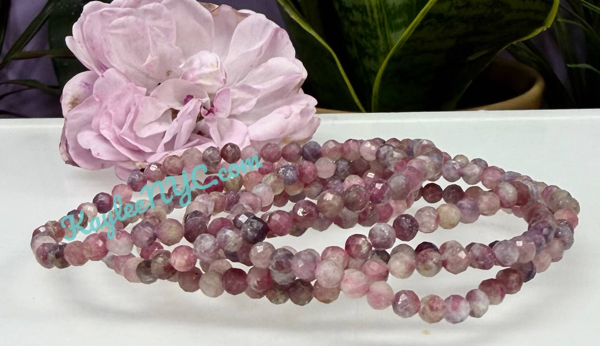 KayleeNYC - 4mm Faceted Natural Unicorn Stone Crystal Stretch Bracelets