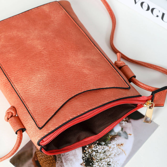 Shine Mark Accessories - Coral - Hibiscus Lacer cut crossbody cellphone bag
