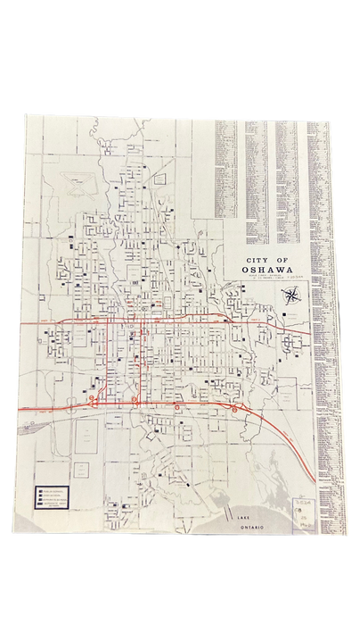 Oshawa Map Postcard