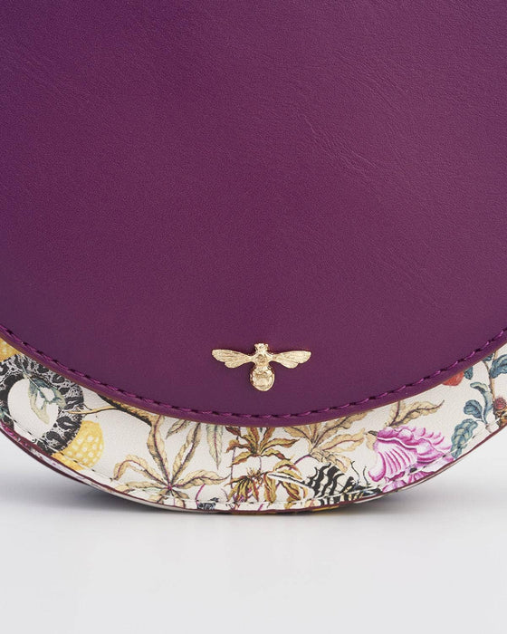 Fable England - FABLE Floral Engravings Plum Saddle Purse