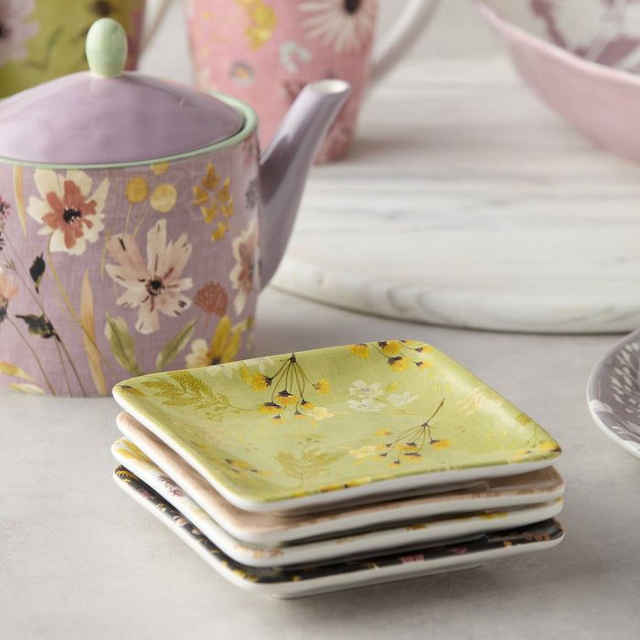 Wildflower Ceramic Appetizer Plate – 6” Floral Canapé Plate (Sold Individually)