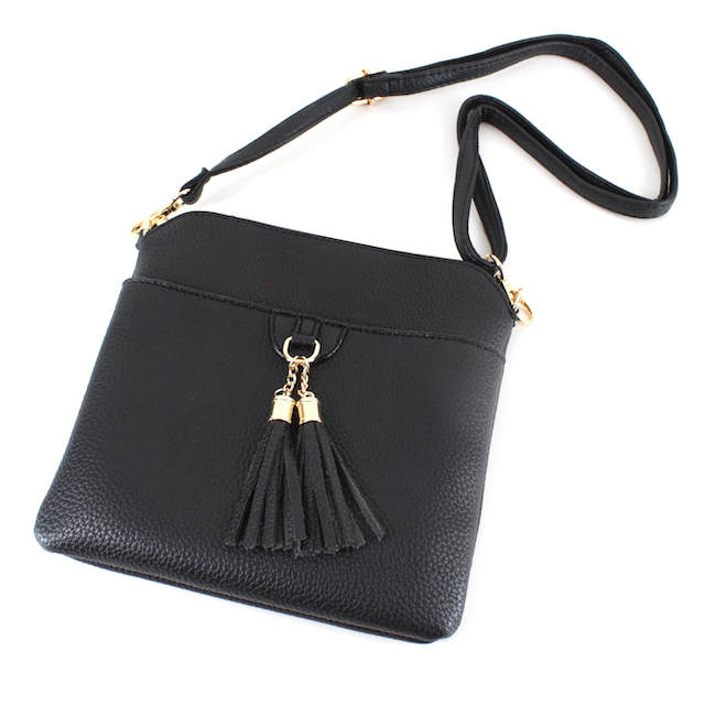 Pretty Persuasions - Crossbody/Shoulder Bag with Tassel: Black