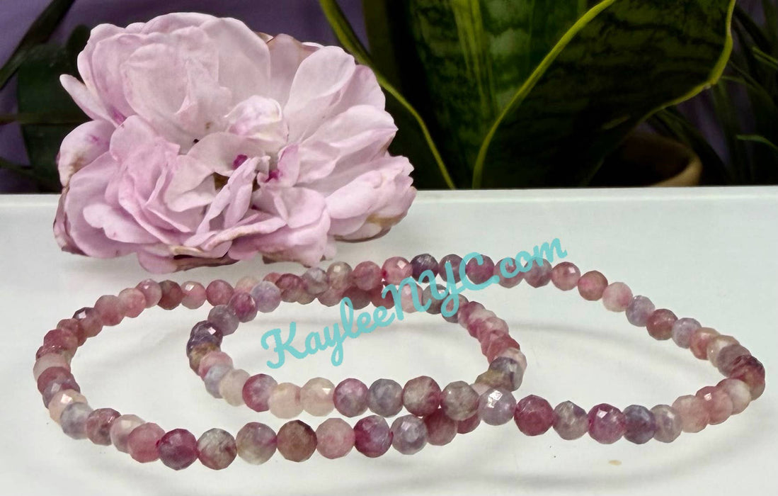 KayleeNYC - 4mm Faceted Natural Unicorn Stone Crystal Stretch Bracelets