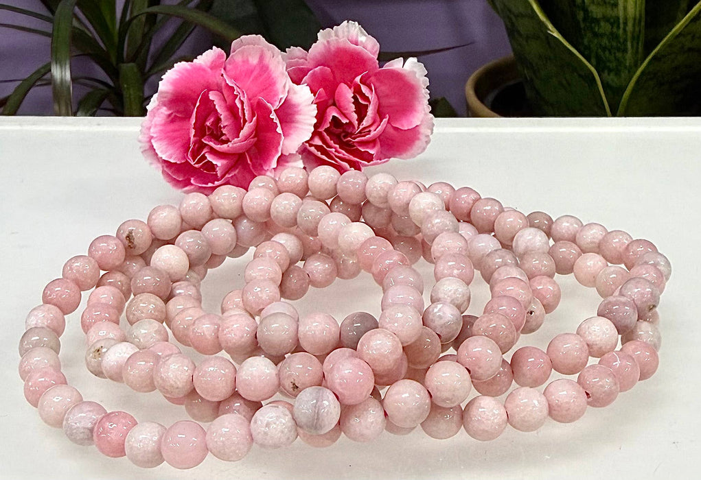 KayleeNYC - 6mm Natural Pink Opal Crystal Stretch Healing Bracelet 7.5"