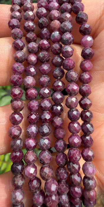 KayleeNYC - Natural Ruby Faceted 4mm Crystal Healing Stretch Bracelet