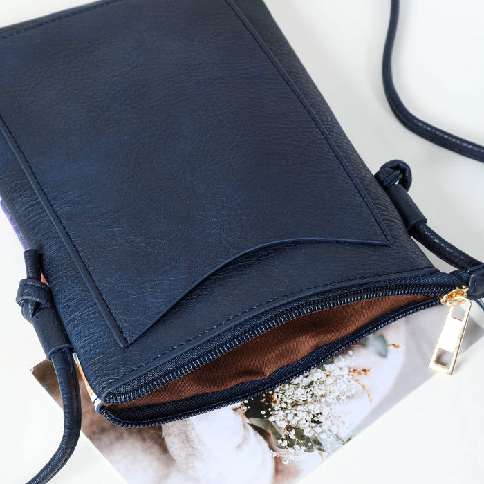 Shine Mark Accessories - Navy - Floral Lacer cut crossbody cellphone bag