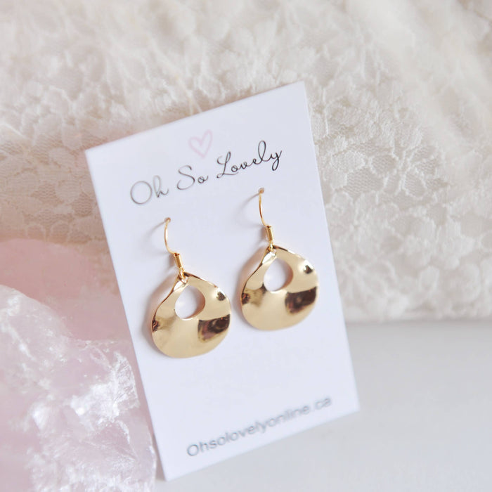 Oh So Lovely - ALEXA / Gold Brass Textured Dangle Earrings