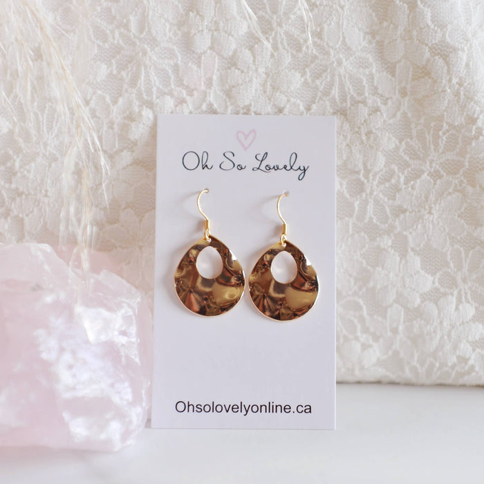 Oh So Lovely - ALEXA / Gold Brass Textured Dangle Earrings