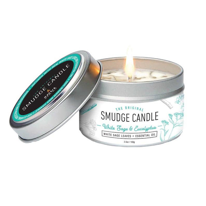 White Sage & Eucalyptus Smudge Candle – 3.5 oz Eco Soy Wax | Smoke-Free Energy Cleansing & Relaxation Ritual