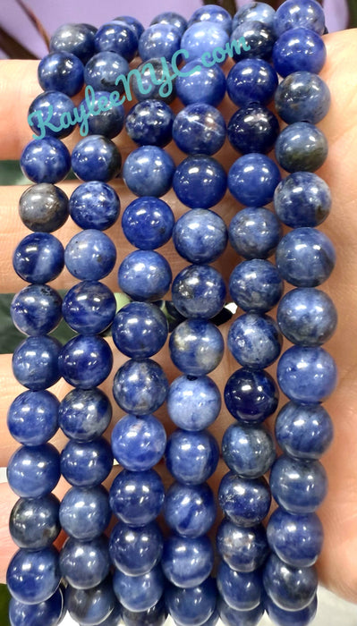 KayleeNYC - 6mm Natural Sodalite Crystal Healing Stretch Bracelet 7.5"