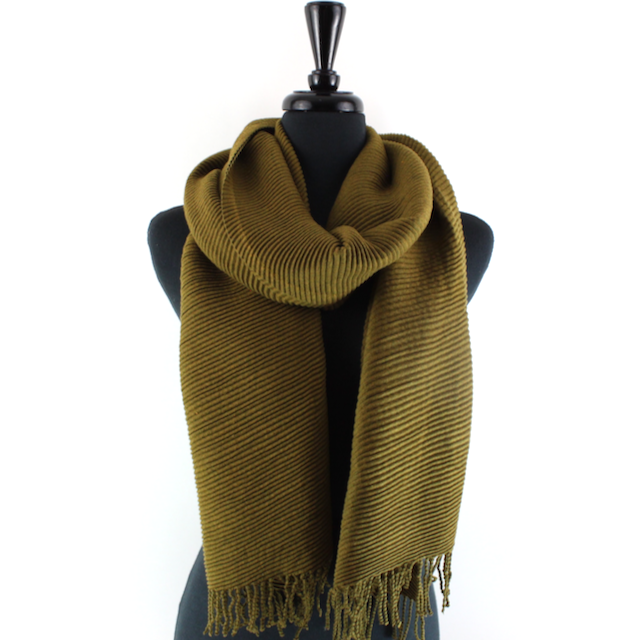 Pretty Persuasions - Ocean Morn Pleated Scarf: Olive