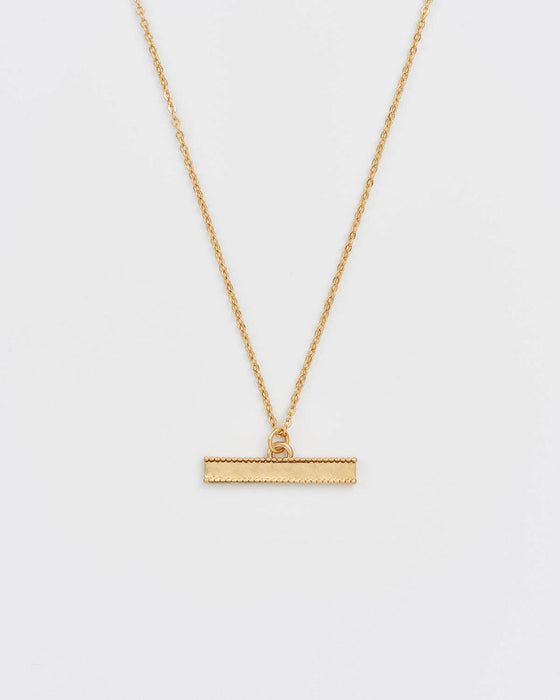 Fable England - Folksy Floral Gold T-Bar Chain Necklace