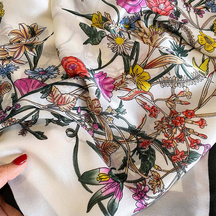 PEACH ACCESSORIES - Spring Botanical Print Satin Feel Scarf