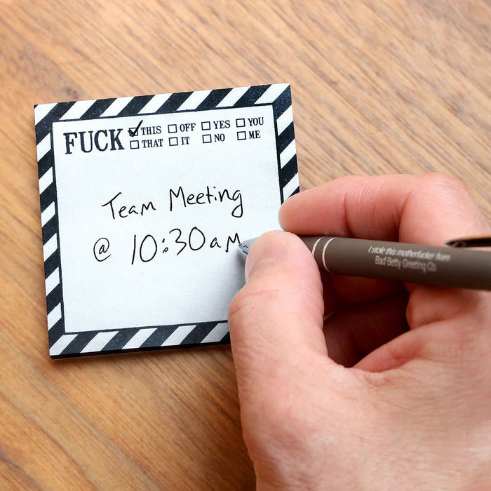 Bad Betty Greeting Co. - Funny Sarcastic Sticky Note Pad - Fuck This, That, Off