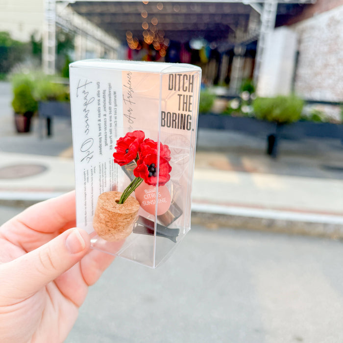 Vroom Blooms - Red Poppies Vent Clip Car Air Freshener Diffuser (Reusable): Blood Orange Paloma