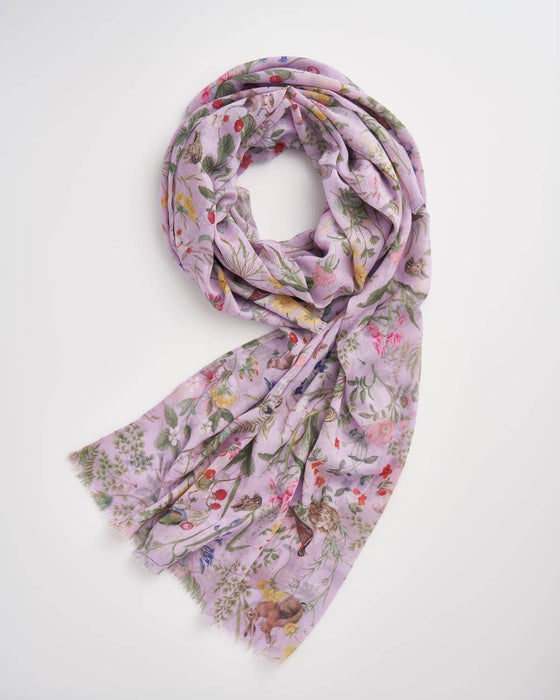 Fable England - FABLE Meadow Creatures Lilac Lightweight Scarf