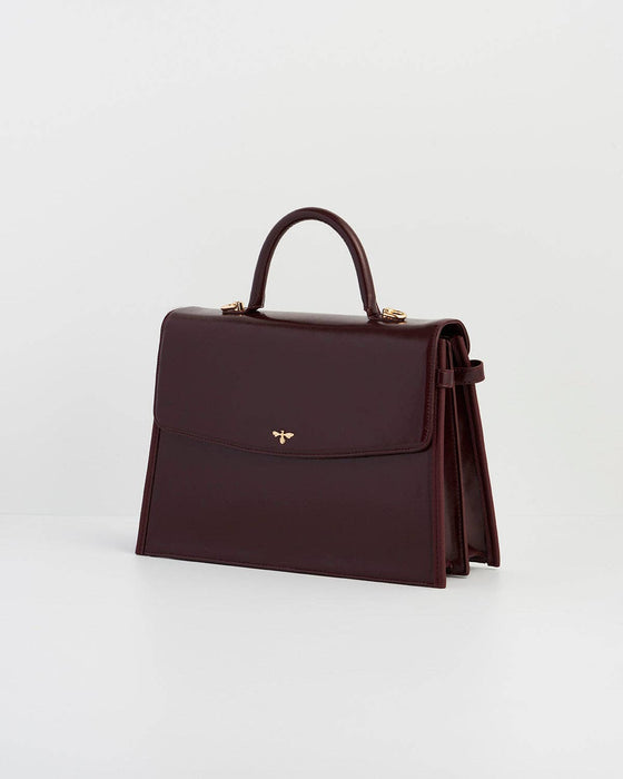 Cherry Red Structured Tote Bag – Medium Top Handle Purse with Shoulder Strap & Organized Interior | Elegant UK Designer Style