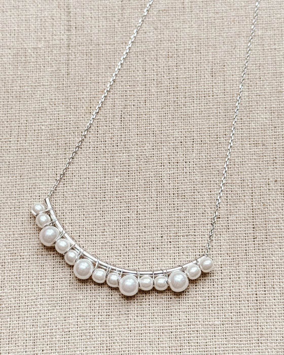Romantic Faux Pearl Necklace by Gracie Rose | Bridal, Classy Silver Plated Necklace | Made in Vancouver Canada