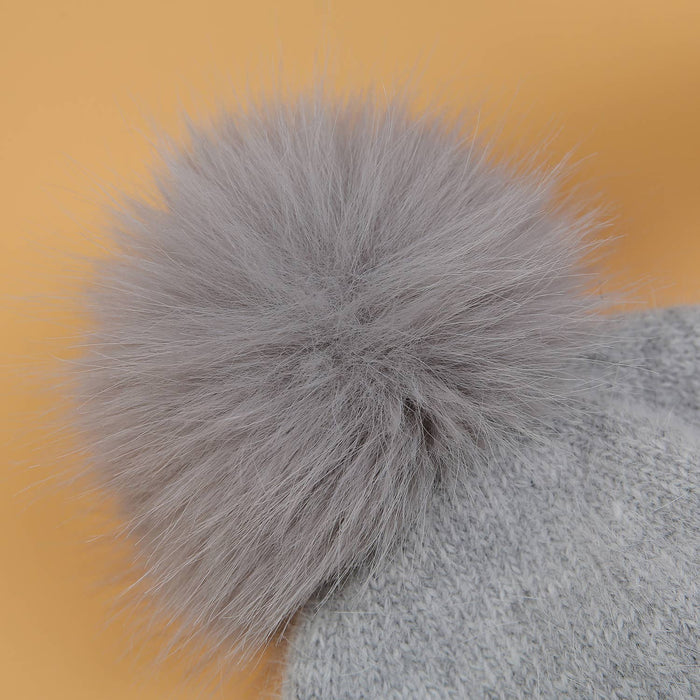 PEACH ACCESSORIES - Glam Glitter Cuff Winter Pompom Hat SD110: Silver