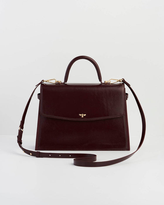 Cherry Red Structured Tote Bag – Medium Top Handle Purse with Shoulder Strap & Organized Interior | Elegant UK Designer Style