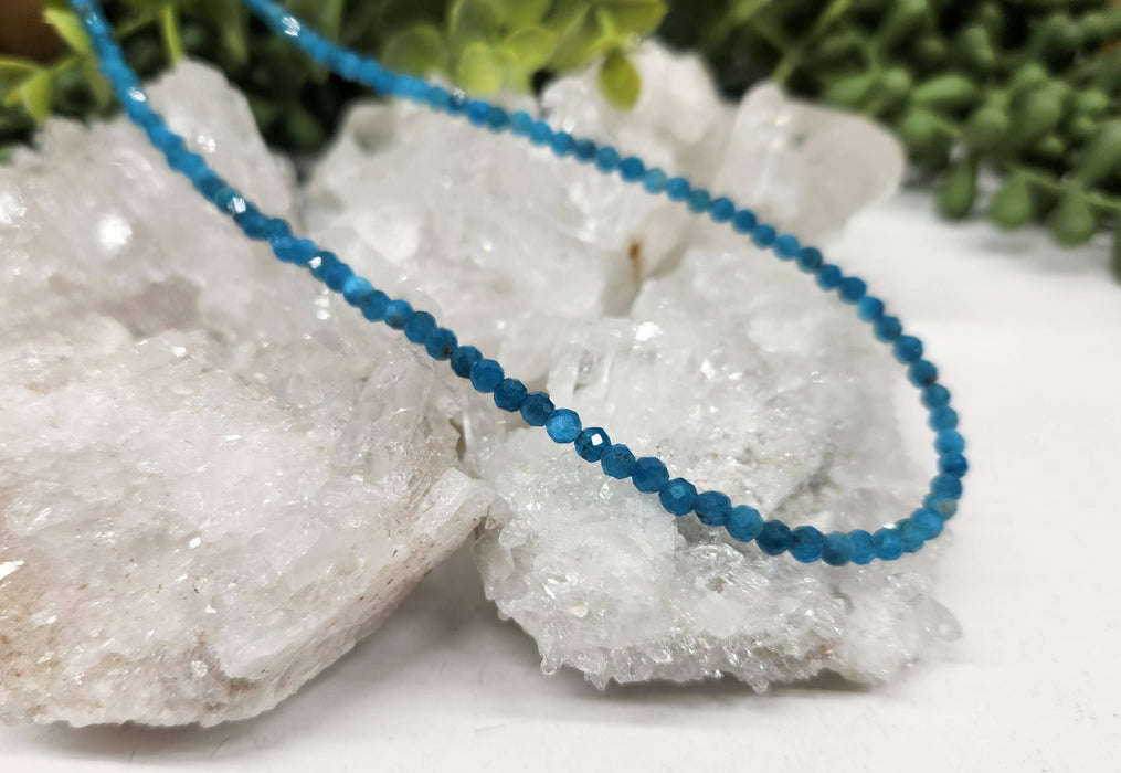 Meraki Gemstones - Blue Apatite Faceted Necklace w/Silver Color Findings, 17"L