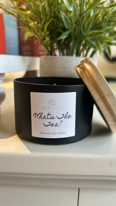 Blue Lotus Candle (6 oz) - What’s the Tea? (Lemongrass Green Tea Scent)