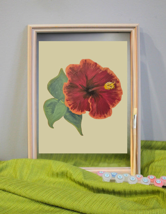 Paint Your Calm – Hibiscus Paint by Numbers Kit for Adults | Canadian Artist Floral Design | Mindfulness Art Kit with Canvas, 8 Acrylic Paints & 2 Brushes