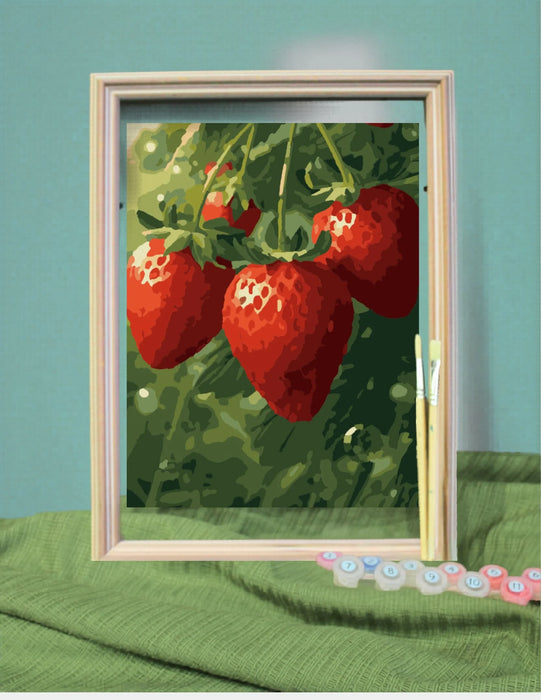 Paint Your Calm – Strawberry Bloom Paint by Numbers Kit for Adults | Canadian Artist Garden Design | Mindfulness Art Kit with Canvas, 18 Acrylic Paints & 2 Birch Brushes