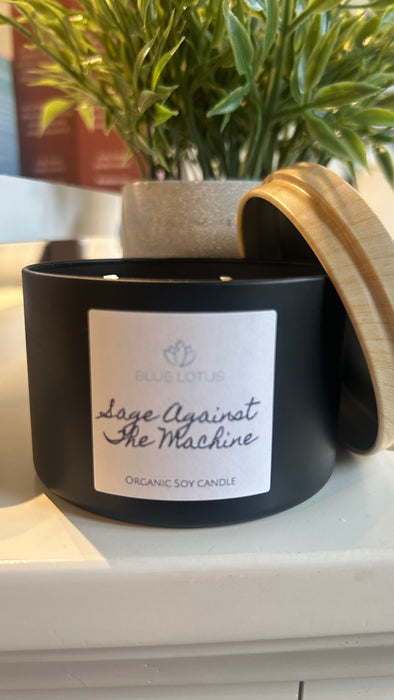 Blue Lotus Candle (6oz) - Sage Against The Machine (Oak & Sage)